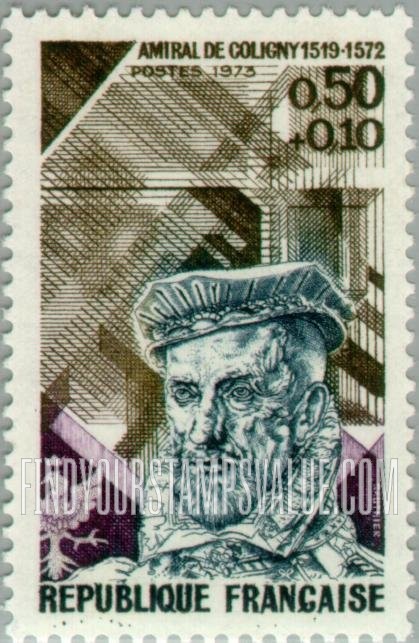 FindYourStampsValue: SEMI-POSTAL - Gaspard de Coligny (1519-1572), admiral and Huguenot leader