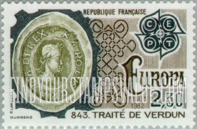 FindYourStampsValue: Europa 1982:  Treaty of Verdun, 843