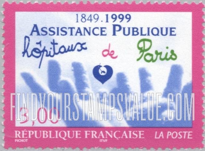FindYourStampsValue: Public Assistance Hospital, Paris, 150th Anniversary