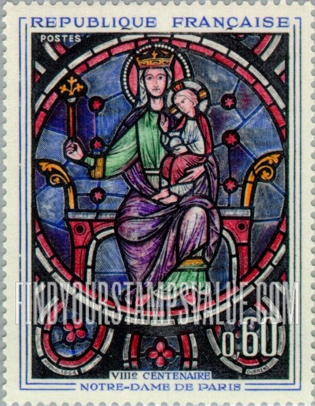 FindYourStampsValue: Madonna and Child from Rose Window of Notre Dame