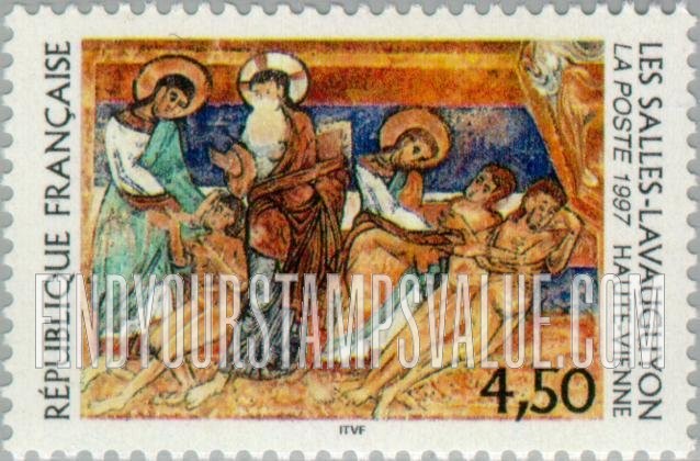 FindYourStampsValue: Tourism Series: Fresco, Saint Eutrope des Salles-Lavauguyon