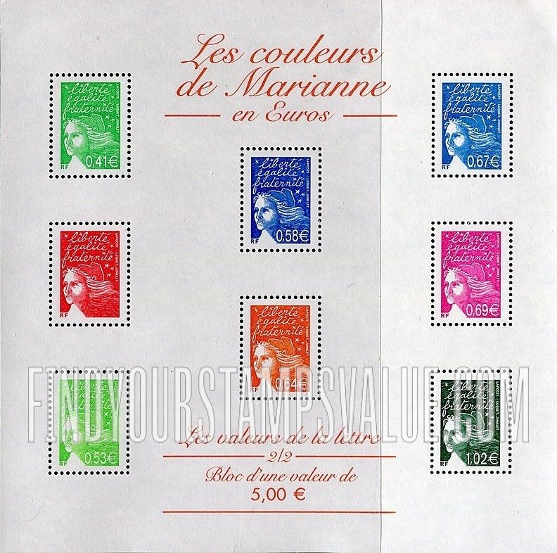 FindYourStampsValue: Marianne (With Euro Denominations)