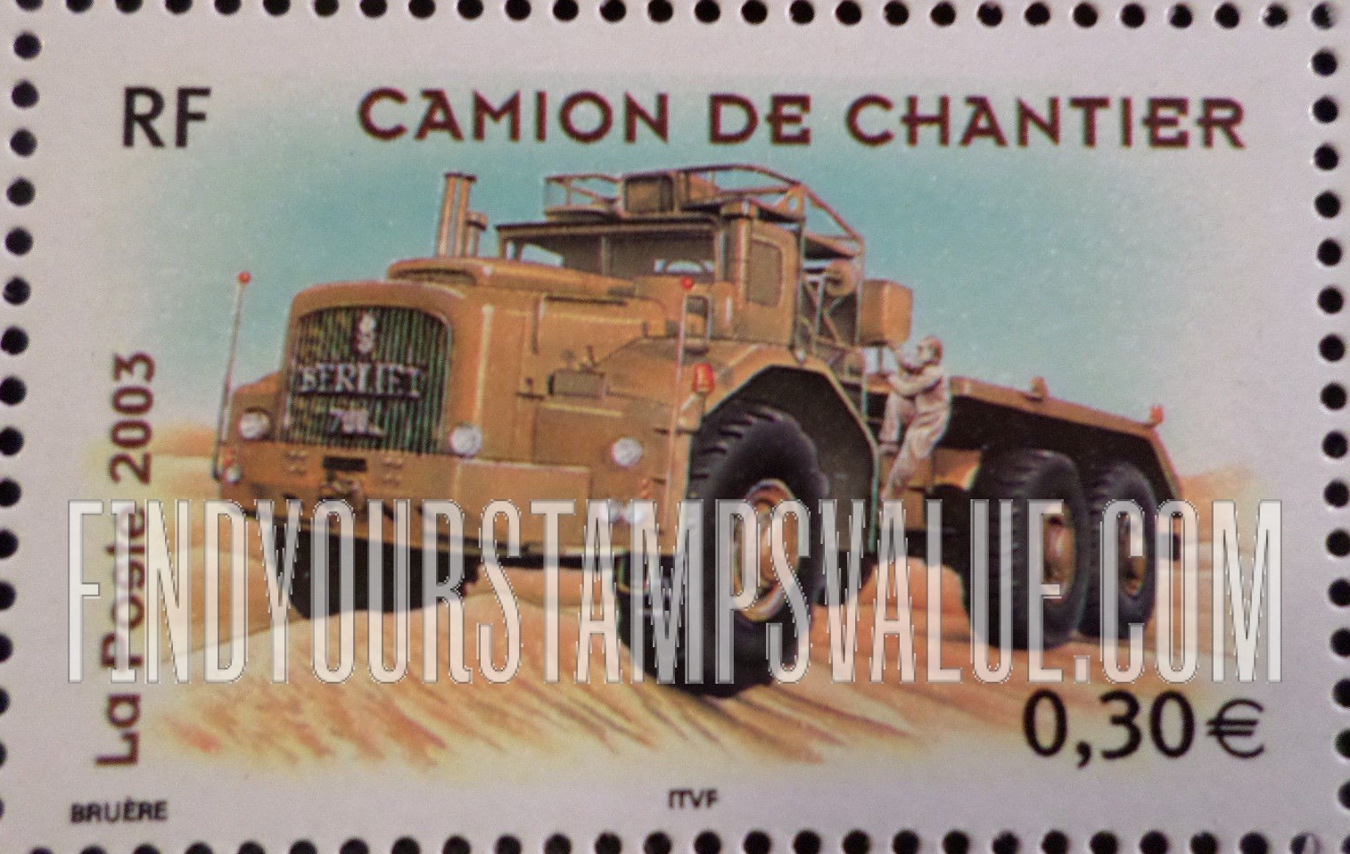 FindYourStampsValue: Motor Vehicles: 1957 Berliet T100 heavy-duty truck