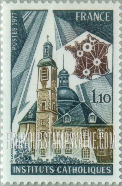 FindYourStampsValue: Carmes Church, School, Map of France