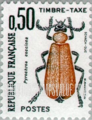 FindYourStampsValue: POSTAGE DUE - Pyrochroa coccinea