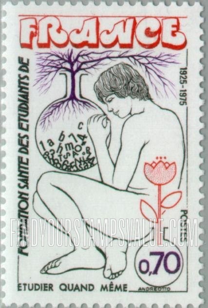 FindYourStampsValue: Youth and Flasks, Symbols of Study and Growth