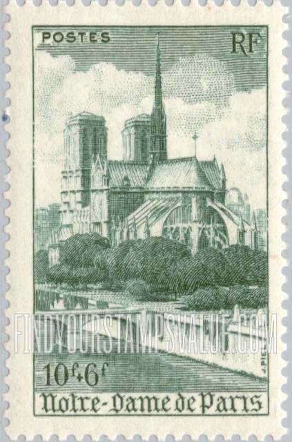 FindYourStampsValue: SEMI-POSTAL - Cathedral of Notre Dame, Paris