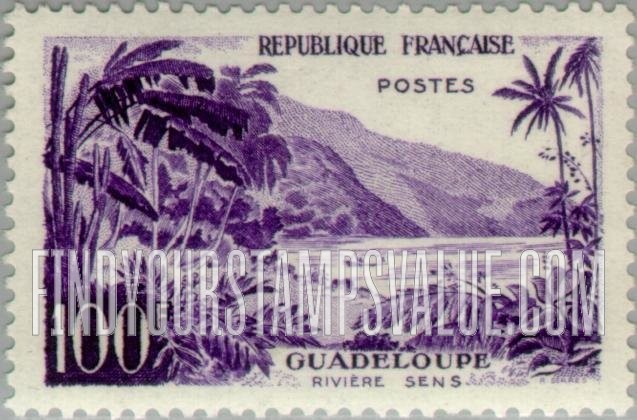 FindYourStampsValue: Sens River, Guadeloupe: Type of 1957