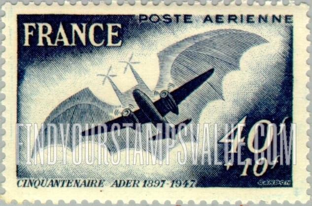 FindYourStampsValue: AIR POST SEMI-POSTAL - Modern Plane and Ader’s “Eole”