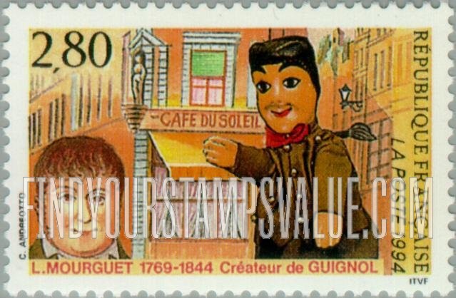 FindYourStampsValue: Laurent Mourguet (1769-1844), Creator of Puppet, Guignol