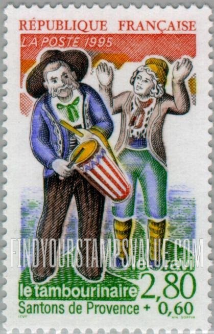 FindYourStampsValue: SEMI-POSTAL - Provencal Nativity Figures: The Simpleton and the Tambour Player