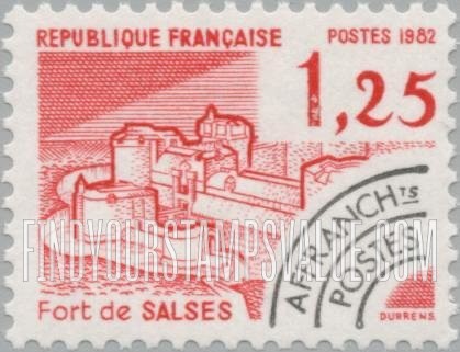 FindYourStampsValue: Tower Type of 1979: Salses Fort, Pyrenees-Orientales