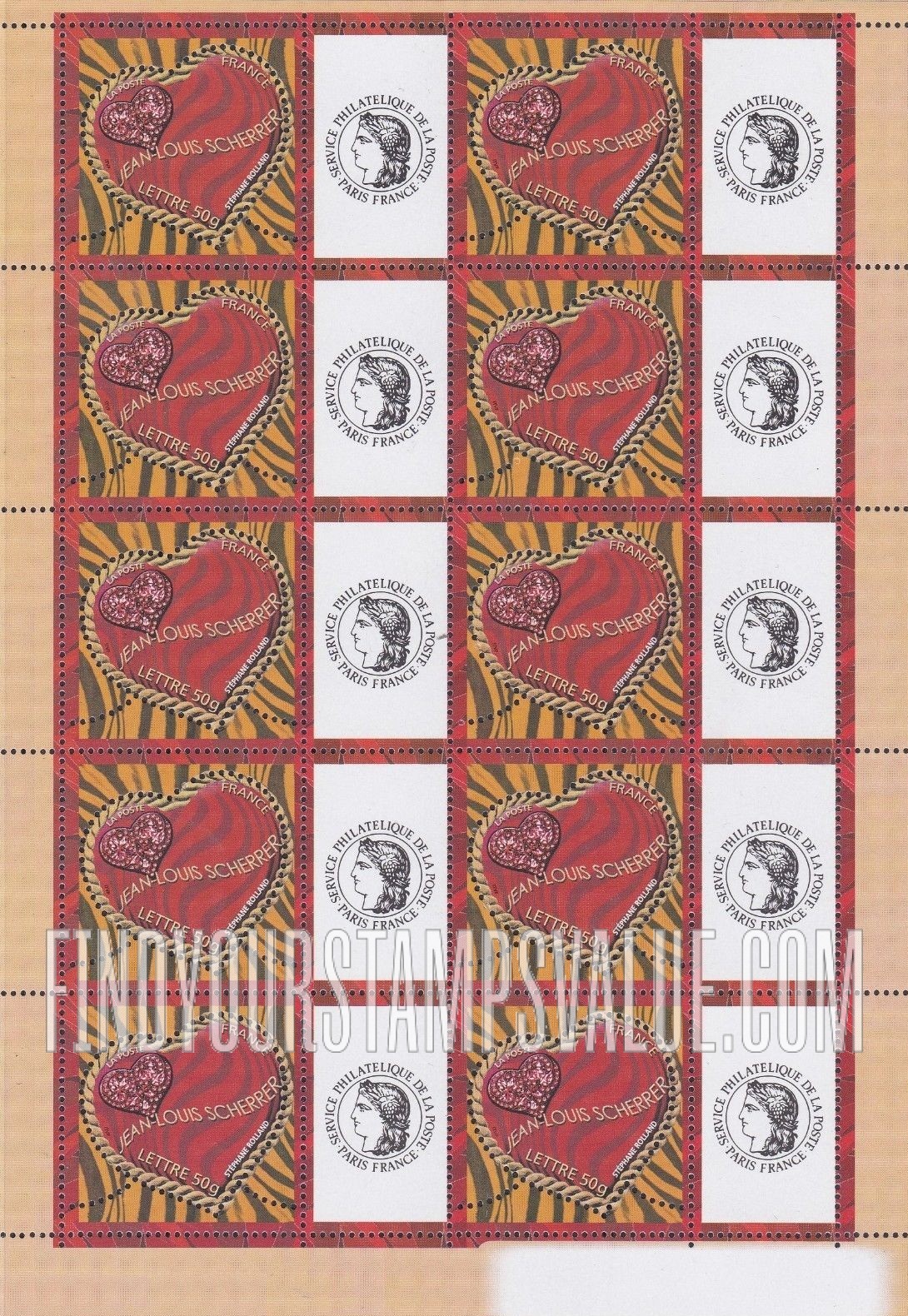 FindYourStampsValue: Hearts: Heart and stripes