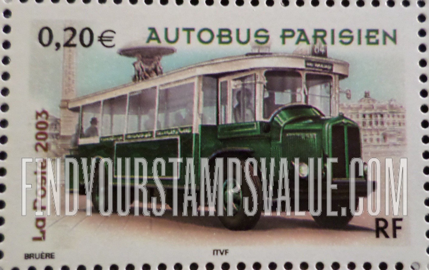 FindYourStampsValue: Motor Vehicles: 1932 Renault TN6 Paris city bus