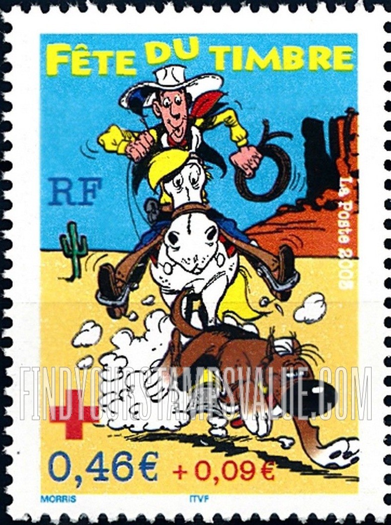 FindYourStampsValue: Lucky Luke, by Morris (Maurice De Bevere): Following dog, Rantanplan