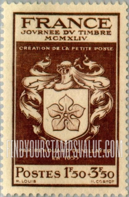 FindYourStampsValue: SEMI-POSTAL - Coat of Arms of Renouard de Villayer