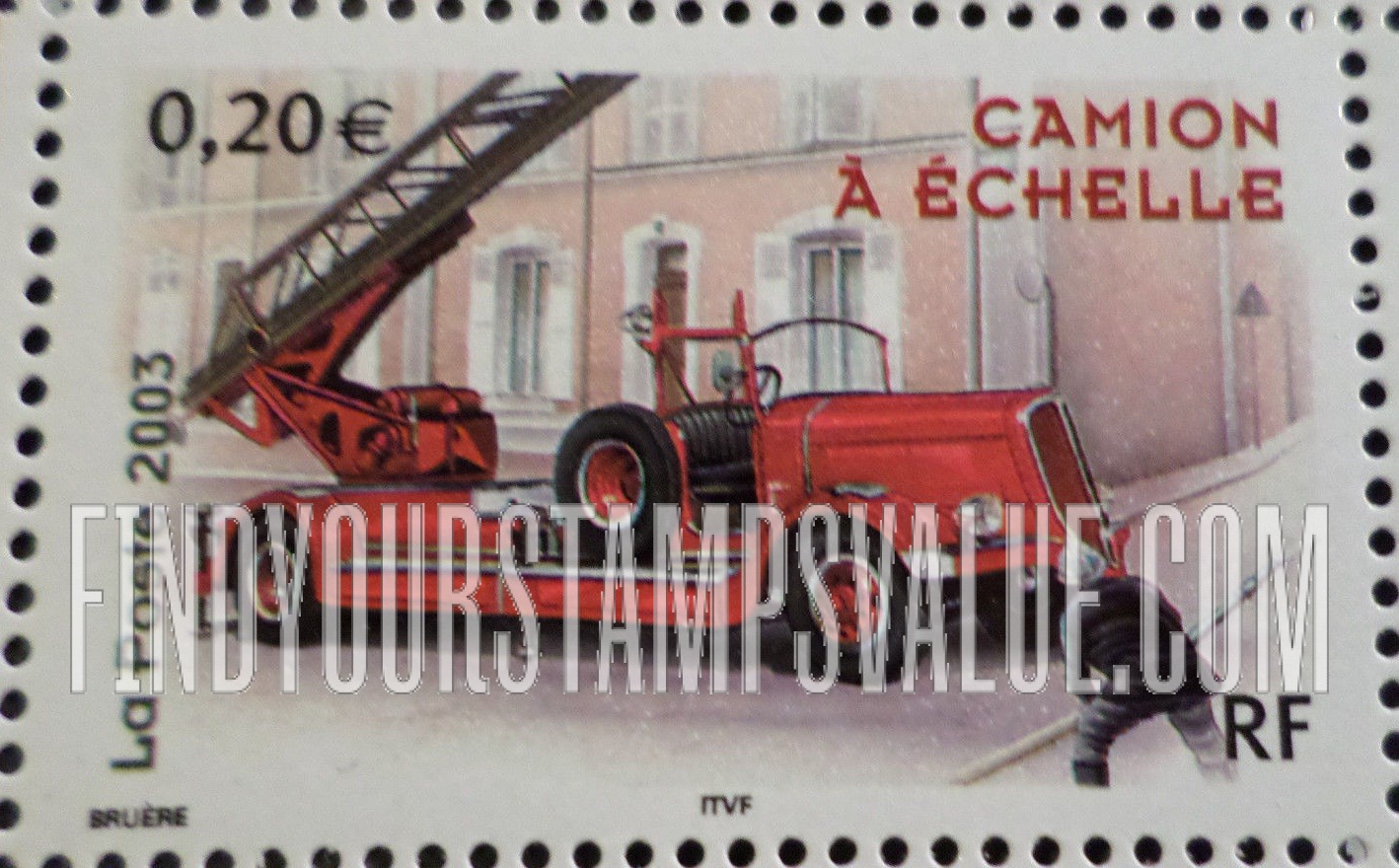 FindYourStampsValue: Motor Vehicles: 1938 Delahaye fire truck with mechanical aerial ladder
