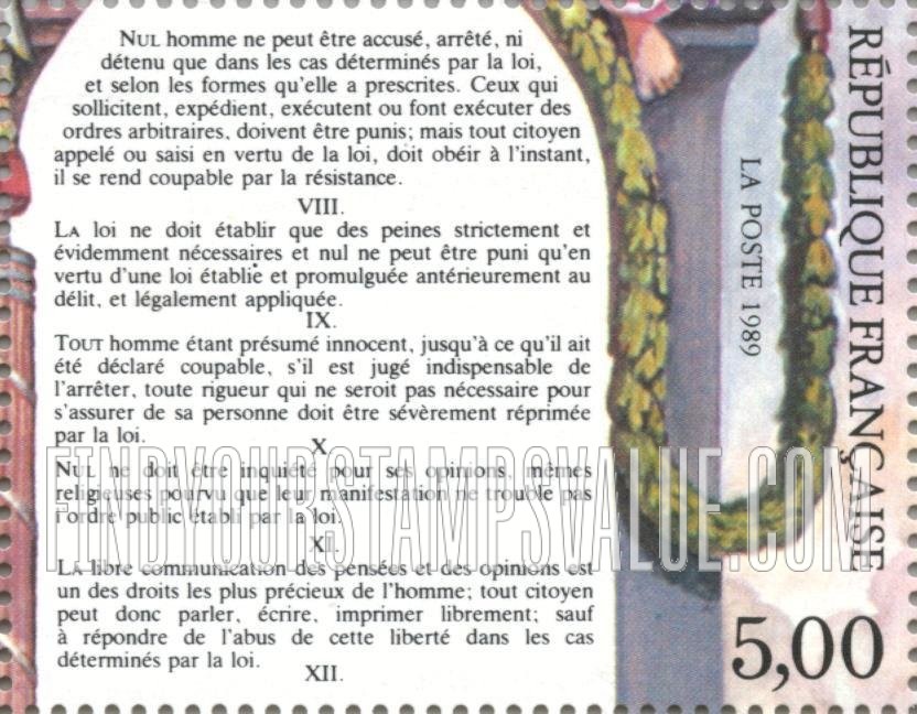 FindYourStampsValue: Declaration of the Rights of Man and the Citizen, Versailles, Aug. 26, 1789: Articles VII-XI