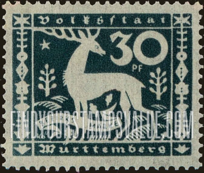 FindYourStampsValue: WURTTEMBERG OFFICIAL - Stag
