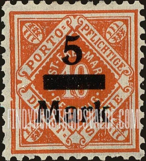 FindYourStampsValue: WURTTEMBERG OFFICIAL - Numeral Value: Stamps of 1917-21 Surcharged in Black