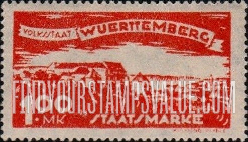 FindYourStampsValue: WURTTEMBERG OFFICIAL - View of Tubingen