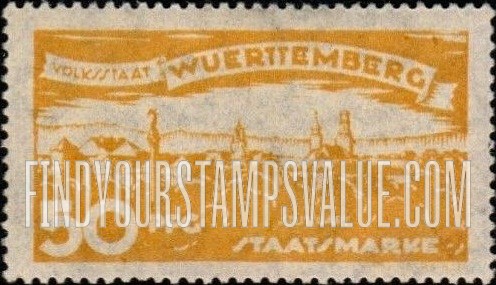 FindYourStampsValue: WURTTEMBERG OFFICIAL - View of Stuttgart
