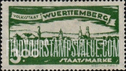 FindYourStampsValue: WURTTEMBERG OFFICIAL - View of Stuttgart