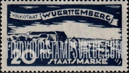 FindYourStampsValue: WURTTEMBERG OFFICIAL - View of Tubingen