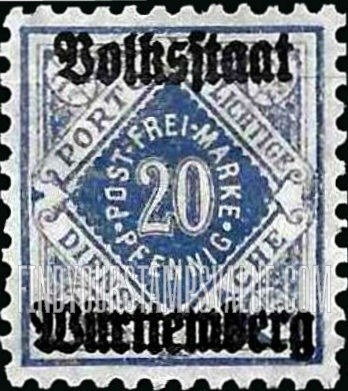 FindYourStampsValue: WURTTEMBERG OFFICIAL - Numeral Value: Official Stamps of 1906-19 Overprinted