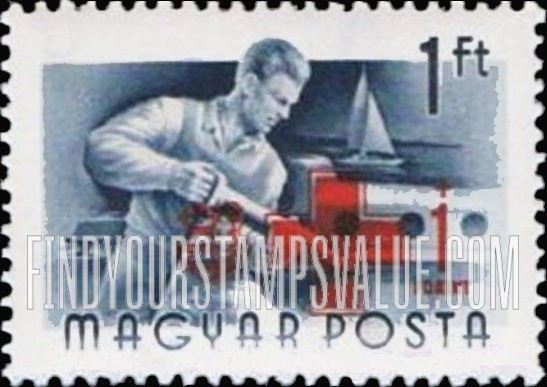 FindYourStampsValue: Stamps of 1955 Surcharged in Red: Riveter