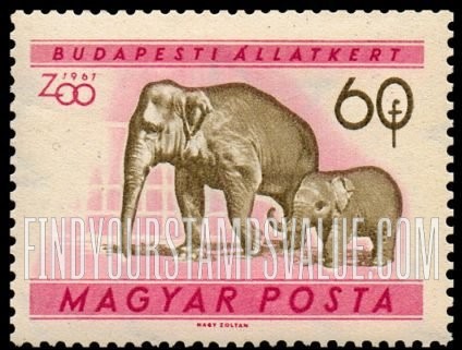 FindYourStampsValue: Animals: Elephants, horizontal