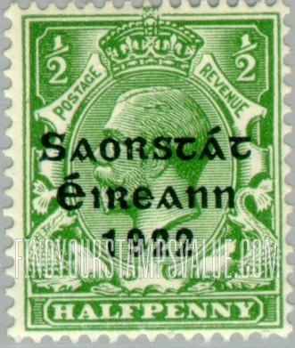 FindYourStampsValue: King George V: Stamps of Great Britain, 1912-22, Overprinted in Shiny to Dull Blue Black