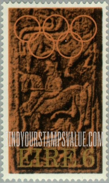 FindYourStampsValue: Rider from Clonmacnoise Slab and Olympic Rings