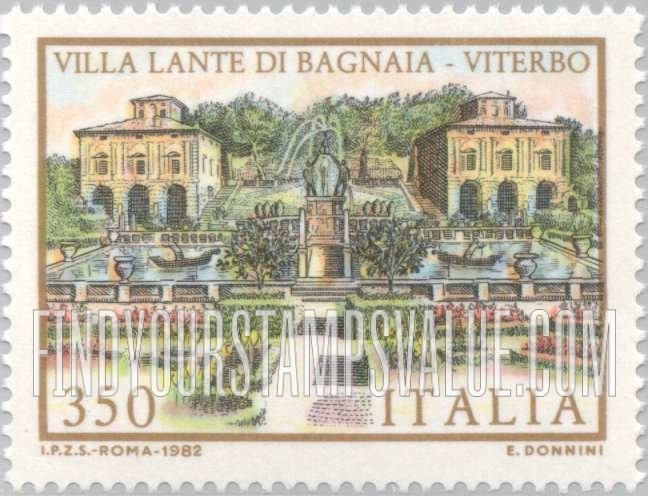 FindYourStampsValue: Villa Type of 1980: Villa Lante, Bagnaia, Viterbo