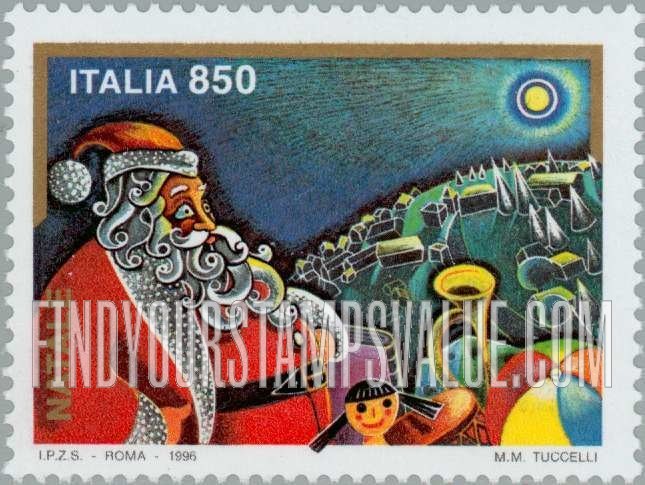 FindYourStampsValue: Christmas: Santa, toys, horizontal