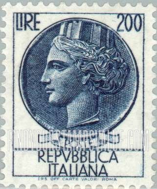 FindYourStampsValue: “Italia” after Syracusean Coin: Italia Type of 1953-54