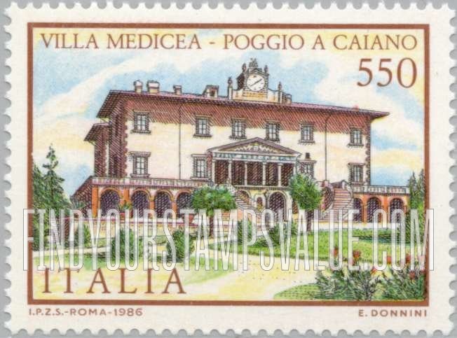 FindYourStampsValue: Villa Type of 1980: Medicea, Poggio a Caiano