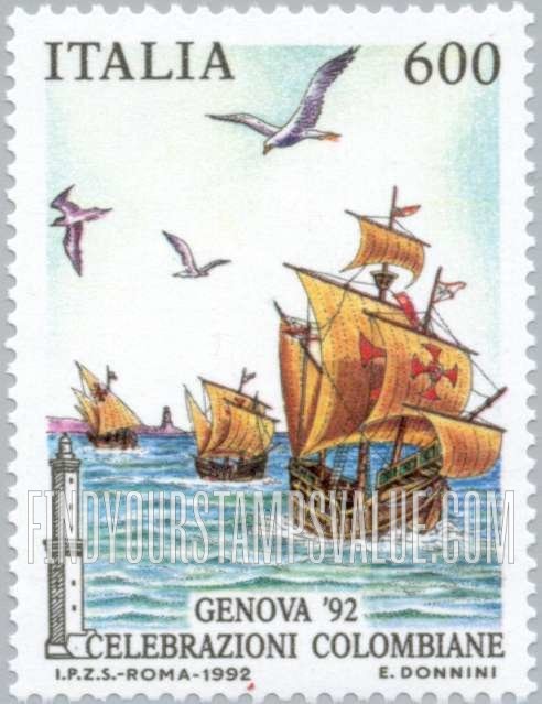 FindYourStampsValue: Discovery of America, 500th Anniversary: Columbus’ fleet