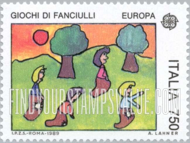 FindYourStampsValue: Europa 1989: Sack race, horizontal