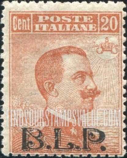 FindYourStampsValue: SEMI-POSTAL - King Victor Emmanuel III: Regular Issues of 1901-22 Overprinted in Red, Black, Blue, Brown or Orange