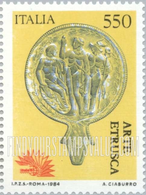 FindYourStampsValue: Italia ’85: Etruscan silver mirror