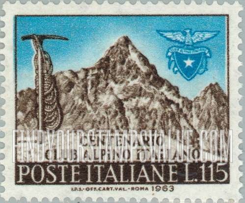 FindYourStampsValue: Mt. Viso, Alpine Club Emblem, Ax and Rope
