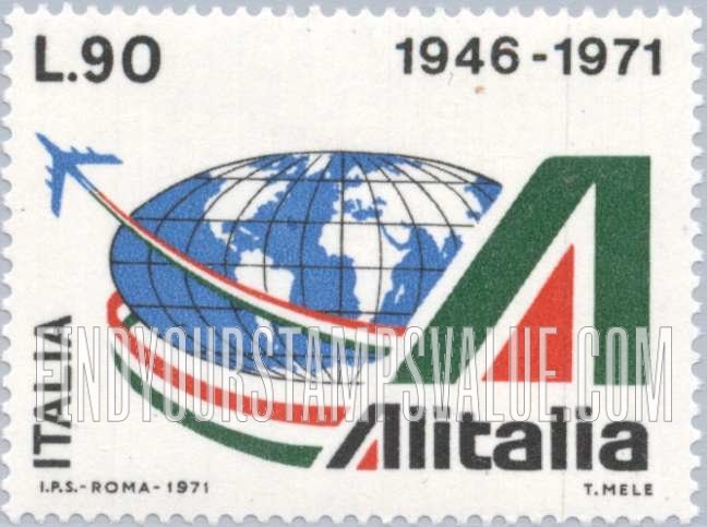FindYourStampsValue: Plane Circling Globe and “A”
