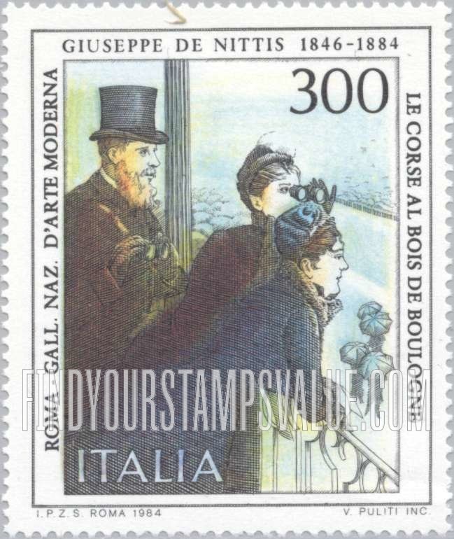 FindYourStampsValue: Promenade in Bois de Boulogne, by Giuseppe de Nittis (1846-1884)