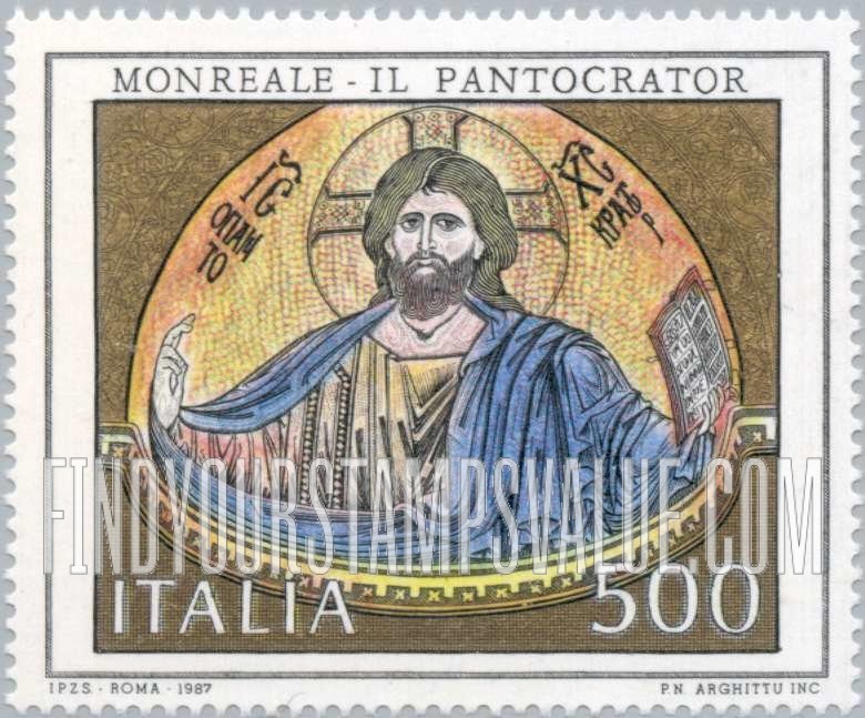 FindYourStampsValue: Il Pantocrator (Christ), Mosaic, Monreale Cathedral