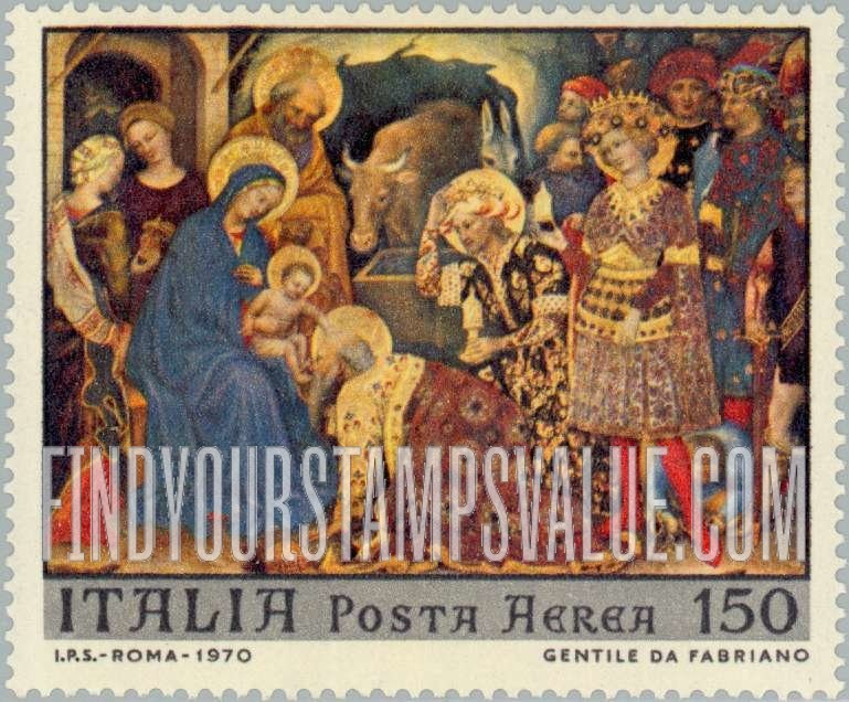 FindYourStampsValue: AIR POST - Christmas 1970: Adoration of the Kings, by Gentile da Fabriano