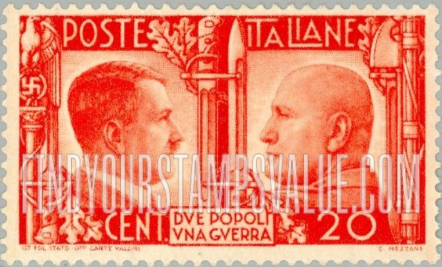 FindYourStampsValue: Adolf Hitler and Benito Mussolini