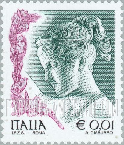 FindYourStampsValue: Women in Art Type of 1998 With Denominations in Euros Only: Hebe, sculpture by Antonio Canova