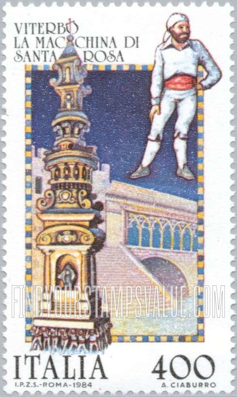 FindYourStampsValue: Folk Celebration Type of 1982: La Macchina Di Santa Rosa