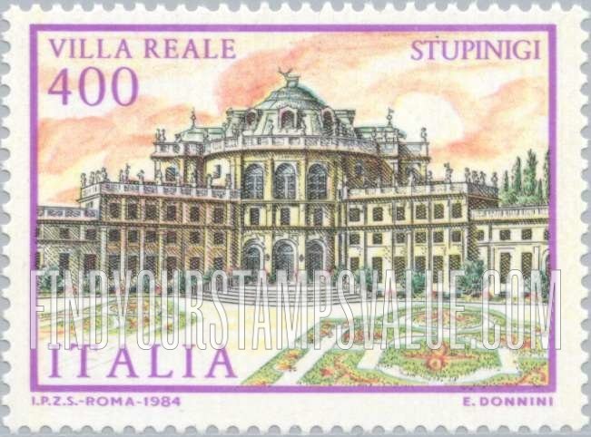 FindYourStampsValue: Villa Type of 1980: Villa Reale, Stupinigi